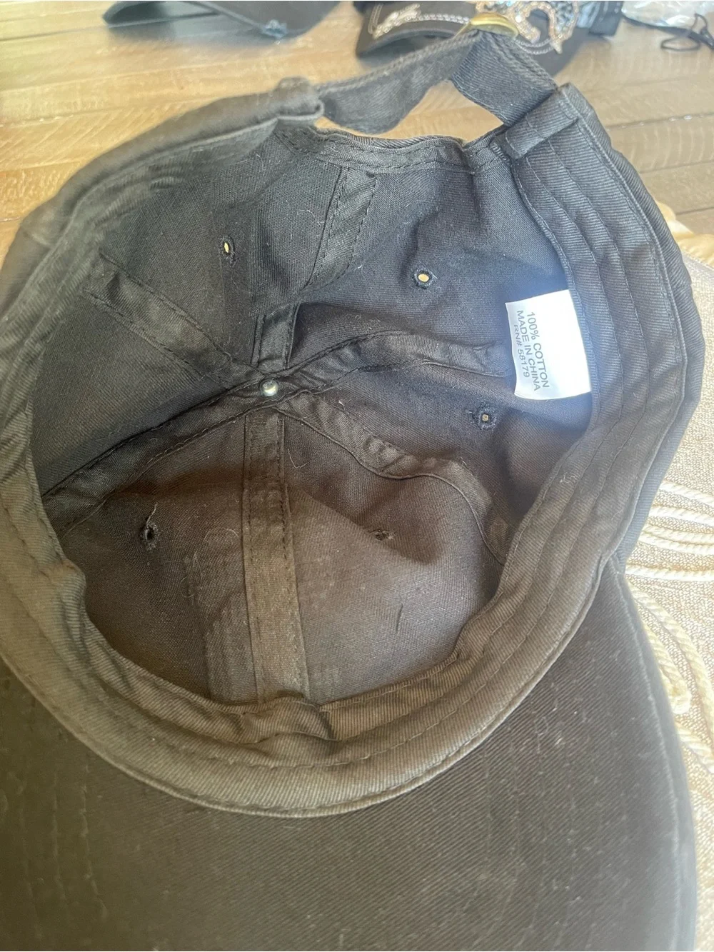 Black Baseball Cap with Orange Rhinestone SF Logo